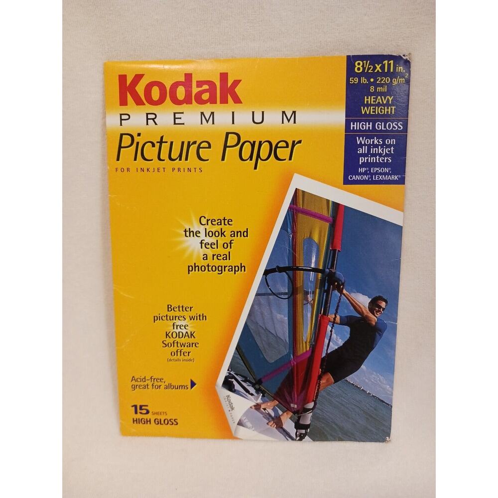 KODAK PREMIUM PICTURE PAPER‎ 8.5X11 HIGH GLOSS HEAVY WEIGHT 4 Sheets in Package